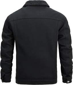 Veste en jean d'hiver pour homme, dernier design, noire, épaisse, chaude, doublure en fourrure extensible, fourrure, coupe-vent, boutons personnalisés, veste à fermeture éclair - Product Image 2