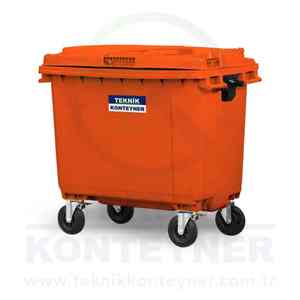 Offre Spéciale structure debout de haute qualité de conteneur de déchets en plastique HDPE orange de luxe 660L le meilleur produit - Product Image 3