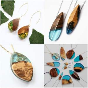 COLORFUL STRIKING WARMTH DANGLES <b>Gold</b> Foil Black White Resin Heart Shape Earrings Square Round Geometric <b>Wooden</b> Resin Drop - Product Image 2