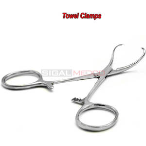 Pinces à serviettes chirurgicales, pinces de Backhaus, pinces courbées de blocage, pinces hémostatiques manuelles, instruments de chirurgie générale, certifiés CE, fabrication allemande - Product Image 2