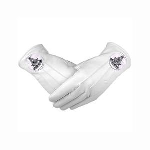 Diseño profesional Guantes masónicos baratos Color blanco Venta al por mayor Algodón puro Masonic Regalia Guantes de mano - Product Image 1