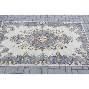 Alfombra de lana turca Vintage, diseño de retazos clásico blanco y azul, alfombra de tejido plano de 3,9x6,6 pies, decoración para sala de estar, látex de 4m - Product Image 3