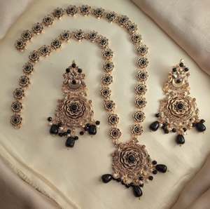 Conjunto de collar geométrico de Color dorado de lujo para mujer, Gargantilla Vintage de cristal, collar nupcial para boda, conjunto de pendientes, joyería india de moda - Product Image 6