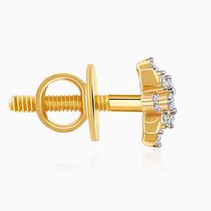 Elegantes Pendientes de Oro con Diamantes en Forma de Petunia - Product Image 1