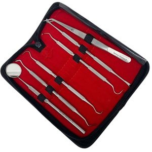 RAICES Enterprises Stainless Steel Dental Cleaning Kit Mirror Tweezers Scaler <b>Probe</b> Premium Grad Surgical Instruments CE - Product Image 4
