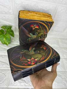 Carnet en cuir imprimé sorcière Vintage Humming Bird 200 pages carnet de croquis avec Deckle coloré Wiccan Spell Journal en couleurs - Product Image 3