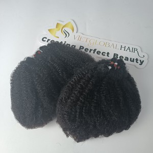 Pelo de trama doble Afro Kinky Curly Bundles Cabello virgen para mujeres negras Cabello humano Color natural - Product Image 1