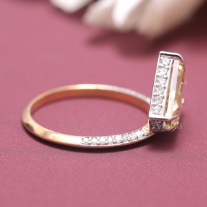 Bague de fiançailles/mariage en diamant jaune taille pentagon certifié IGI avec bande pavée en argent sterling 925 massif - Product Image 6
