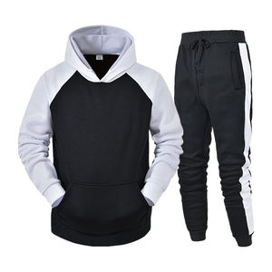 Gran oferta, conjunto de Sudadera con capucha y Jogger de algodón Terry, pantalones de chándal con logotipo bordado personalizado en blanco para hombre Unisex, chándal para correr - Product Image 1