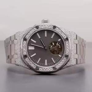 Montre de luxe unisexe en acier inoxydable et cuir, mouvement mécanique ETA, moissanite, sport, charme, étanche, analogique, hip hop, bling, glacée - Product Image 2