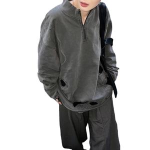 Personalizado peso pesado bajo MOQ sudadera diseño de moda bordado sudadera cremallera cuello manga larga camisa fábrica sudaderas con capucha - Product Image 2