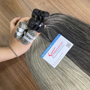 Produit de haute qualité cheveux gris Machine trame Extensions de cheveux cheveux humains vietnamiens tisse naturel droit - Product Image 5