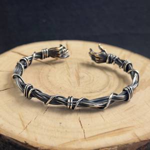 Hand Shaped Unisex Adjustable Silver Cuff Bracelet High Quality <b>Braided</b> Hug Hands Bangle Handmade Gif Fashion <b>Accessory</b> - Product Image 6