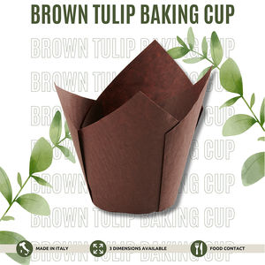 Made in Italy Customizable <b>Greaseproof</b> <b>Paper</b> Disposable Brown Tulip Baking Cup Cupcake Liners Wrappers Different Size - Product Image 2