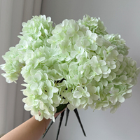 Hydrangées artificielles en soie à 5 têtes, vert pastel, pour décoration de mariage, fleurs artificielles en gros
