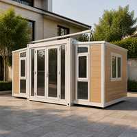 Maison conteneur extensible de 3 mètres, préfabriquée, modulaire, pliable, portable, pour bureau de chantier ou habitation, en chêne naturel clair
