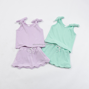 Ensemble Confortable Tendance 2026 pour Enfants : Débardeur à Bretelles en Tissu Éponge + Short à Ourlet Festonné, Doux, Absorbant, Multicolore - Product Image 2