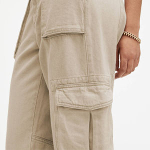 Pantalon cargo droit en molleton uni taille mi-haute pour femme avec poches et cordon de serrage, style jogger, legging d'hiver, streetwear décontracté - Product Image 4