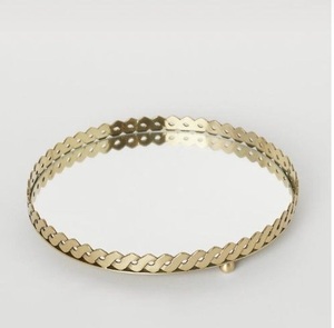 Espejo de oro nuevo, artículo decorativo redondo, borde de nube, pieza de servicio, decoración elegante para el hogar, pieza redonda elegante, superficie de espejo para servir - Product Image 5