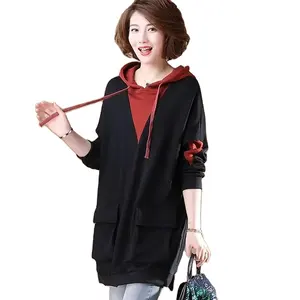 Spring Autumn Vintage Thin Loose Hoodies Sweatshirts Long Sleeve Pocket Patchwork Pullovers Tops Casual Fashion Women Clothing