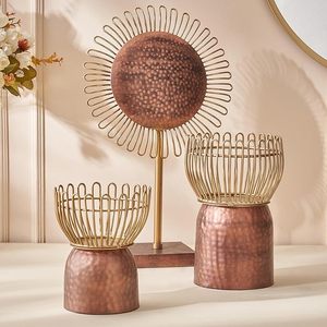 Candelero de Metal con diseño martillado elegante, acabado de cobre y oro de hierro para decoración del hogar, decoración de mesa de Pascua - Product Image 3