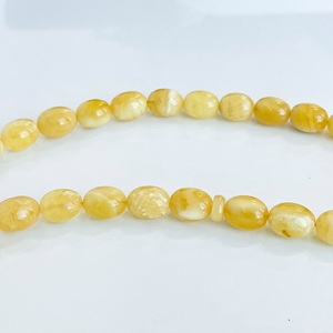 White Amber Oval Beads Islamic Prayer Beads 66 Made of White and Yellow Baltic Amber, <b>Rosary</b> Amber - Product Image 2