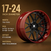 Jantes forgées noires à dix rayons avec baril rouge, 2 pièces, 18 19 20 21 pouces, 5x112 5x114.3 5x120 BMW 320i