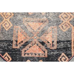 พรมขนาด 2.6x2.6 ฟุต, พรมวินเทจตุรกี, พรมลายปะติดสีดำส้ม - Product Image 5