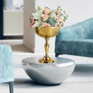 Centre de table Bol à fruits décoratif en métal Décoration de mariage Vase à fleurs de luxe Vase à fleurs en plaqué or et argent - Product Image 4