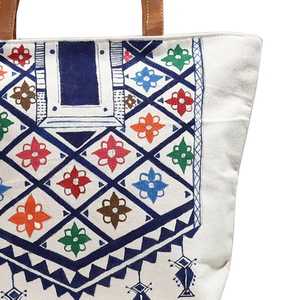 Premium Quality Eco-Friendly All-Over Printed Dyed Jute Canvas <b>Shopping</b> Shoulder Carry Bag Long <b>Leather</b> Handle Letter - Product Image 4