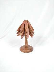 Tree Shape 4 Wooden <b>Trivets</b> With 1 Stand <b>Wood</b> Drink Coasters With Stand Holder Heat-resistant <b>Wood</b> Cup Holder for Home Storage - Product Image 5