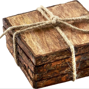 Natural Wooden Round Coaster Set Premium <b>Polished</b> Drink Mats Classic Design Best Indian Exporter Product for Homes & Offices - Product Image 1