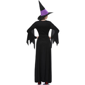 Costume d'Halloween pour femmes adultes, sorcière, cosplay, tenue de scène avec chapeau, robe, collier pour les fêtes et les événements en boîte de nuit - Product Image 3
