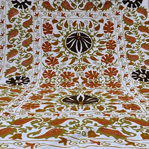 Красочное покрывало Suzani, индийское хлопковое постельное белье, простыня с гладкой текстурой, элегантный внешний вид
