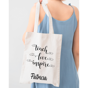 Bolsa de Mano Personalizable Teach Love Inspire, Gran Capacidad, Resistente al Agua, de Cuero PU para Maestros, Color Sólido, Abierta para Uso en Verano - Product Image 4