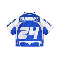 Kaos Jersey Mesh Bordir 3D Bintang Api Depan Custom Grosir Ukuran Besar Bernapas Gaya Hip Hop Streetwear Lengan Pendek
