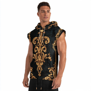Sweat à capuche sans manches à sublimation pour hommes entraînement Fitness imprimé capuche Singlet Top hommes pull Sublimation sans manches à capuche hauts - Product Image 2