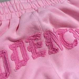 Custom Patch Embroidery Washed Cropped <b>Oversized</b> Distressed Acid Wash Zip up <b>Sweatpants</b> and Hoodie Womens - Product Image 3