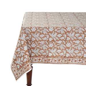 Elegant Oak Brown Floral <b>Tablecloth</b> Hand Block Printed Luxury Cotton Cover for Rectangle Linen Dining Wedding <b>Party</b> Home Decor - Product Image 6