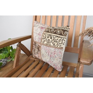 Luxury 14x14 Inch Beige Kilim Patchwork Wool <b>Pillow</b> Rustic Design Woven Vintage Fluffy Embroidered Portable for <b>Sofa</b> Bedding - Product Image 3