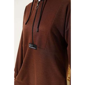 Emblema Cremallera Capucha 2 Piezas Conjunto Marrón - Product Image 3