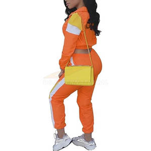 Conjunto de chándal para mujer personalizado OEM, conjunto de dos piezas, precio directo de fábrica, chaqueta con cremallera y pantalones para mujer, uso diario - Product Image 2