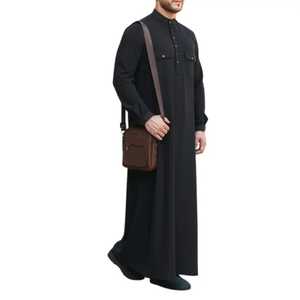 เครื่องแต่งกายอิสลามแบบดั้งเดิม Jubba หรูหราสีดำสไตล์อาหรับ Jubba - Product Image 2