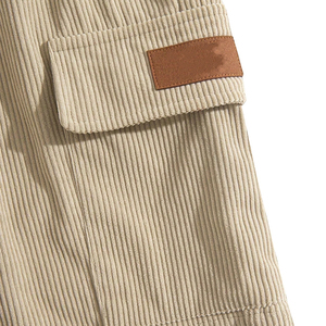 Short décontracté en velours côtelé à taille moyenne pour hommes avec un design solide avec fermeture à cordon de serrage pantalon de course chaud style techniques sombres - Product Image 4