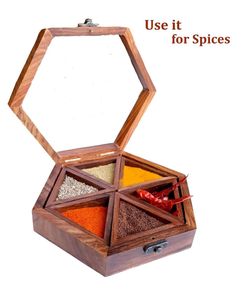 Caja de especias de madera natural, organizador decorativo para el hogar, Hotel y restaurante, cocina, lavavajillas, caja rústica hecha a mano Masala - Product Image 2