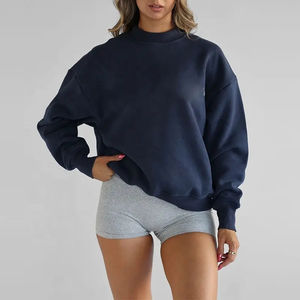 Sweat-shirt oversize tendance en maille d'hiver, manches chauve-souris, logo sur le devant, mélange de coton de haute qualité, service de conception personnalisée - Product Image 3