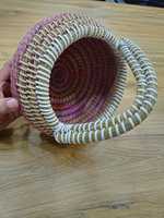 Panier Bolga 100% Rotin Naturel Écologique Durable Décoratif avec Poignée Pliante et Couvercle Tressé à la Main pour Décoration Intérieure et Rangement Alimentaire
