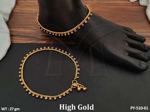 Ropa de fiesta High Gold Polish Fancy Design Joyería antigua Golden Clusterpearl Accesorios Mujeres Antique Payal Jewelry Sets - Product Image 6