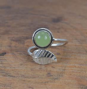 Anillo clásico de plata maciza 925, joyería para mujer, Plata de Ley 925, piedra preciosa de jade verde, estilo bohemio, anillo hecho a mano, regalo para mamá - Product Image 2