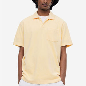 Camiseta de Verano Personalizada para Hombre, 100% Algodón, Tejido de Punto, Manga Corta, Tela de Rizo, Transpirable, Estilo Casual Vintage, Cuello Abierto, con Bolsillo - Product Image 2